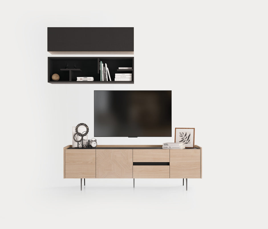 Terra TV-meubel Bovenmodule met Opklapdeur Zwart