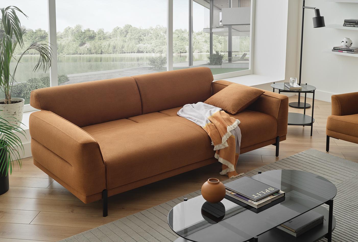 Terra 3-Zitsbank met Slaapfunctie Fluweel Licht Terracotta - foto 5