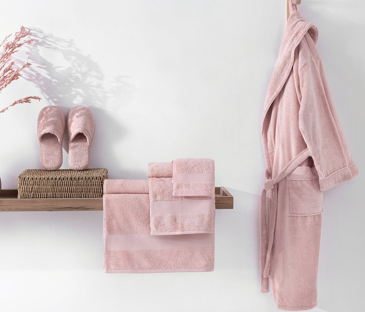 Essentials Badhanddoek Gekamd Katoen Poederroze