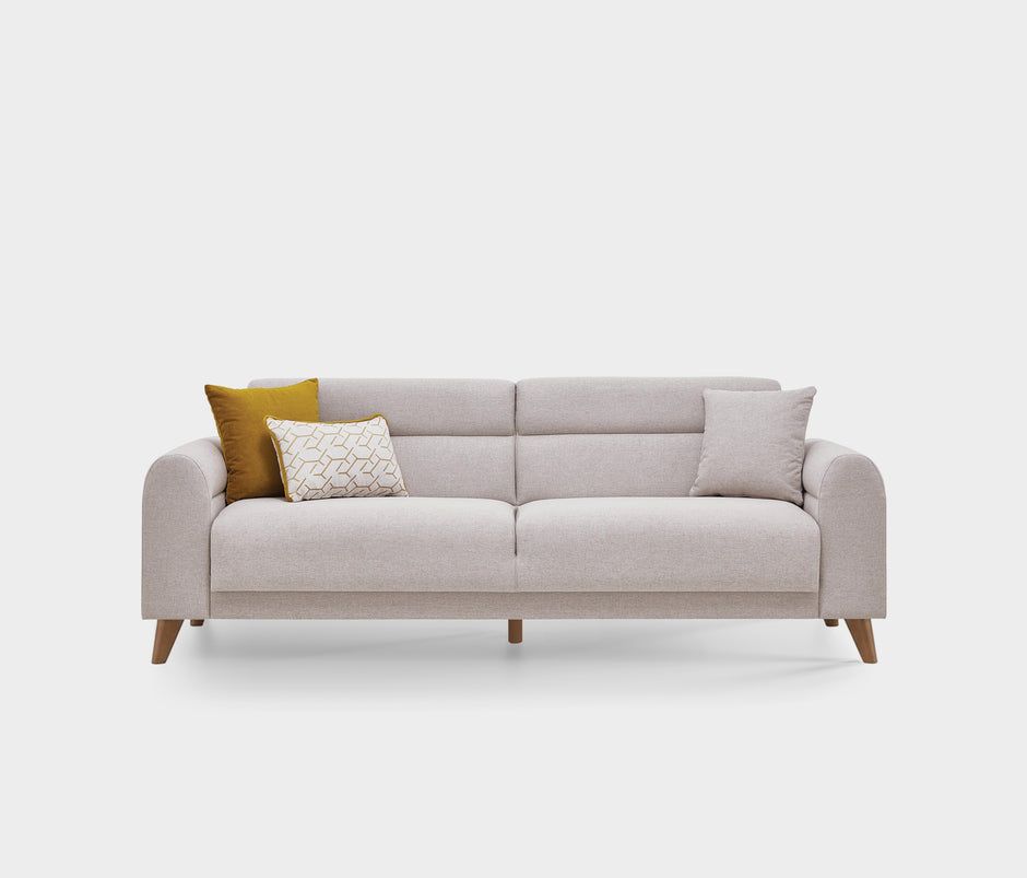 Paloma 3-zitsbank met Slaapfunctie Linnen Look Creme