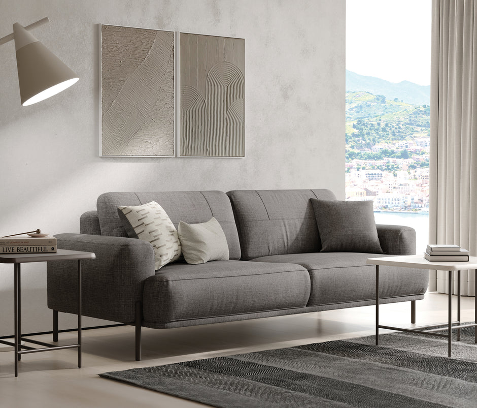 Varena 3-zitsbank met Slaapfunctie Linnen Look Taupe