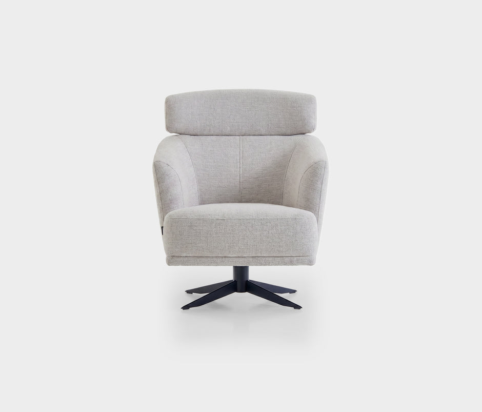 Hera Draaifauteuil met Hoofdsteun Bouclé Wit (13446922)