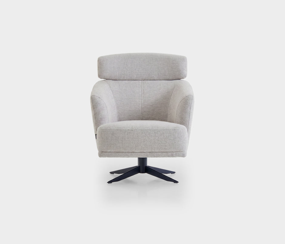 Hera Draaifauteuil met Hoofdsteun Bouclé Wit (13446922)