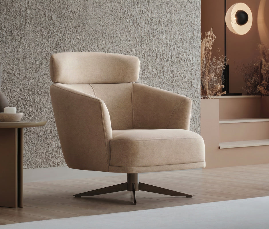 Hera Huisdiervriendelijke Draaifauteuil met Hoofdsteun Beige (13486067)