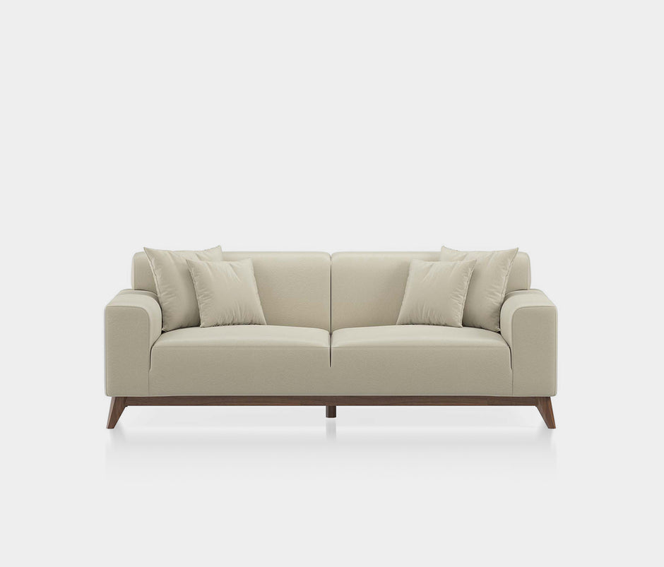 Netha 2-zitsbank Mohair Look Creme