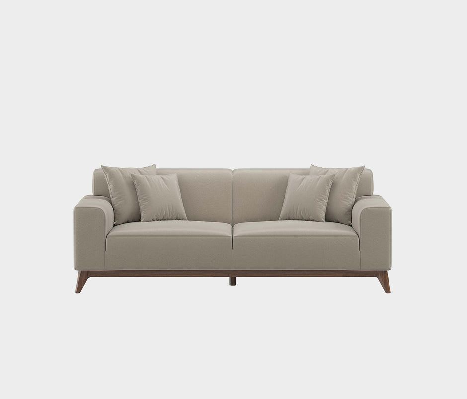 Netha 2-zitsbank Mohair Look Taupe