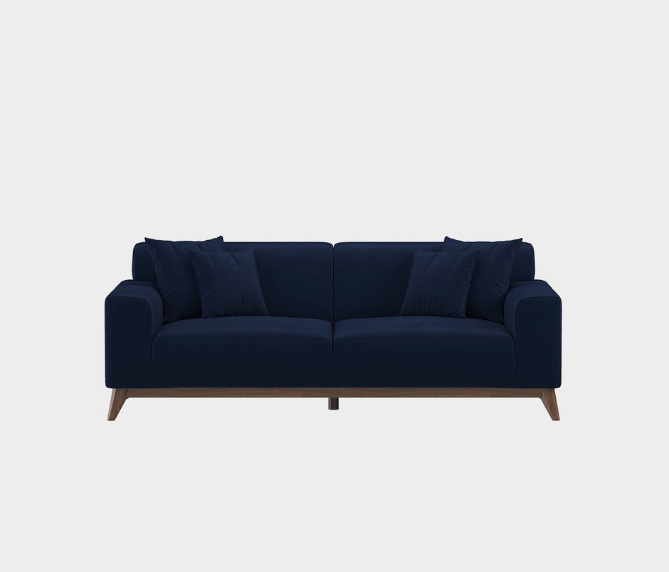 Netha 2-zitsbank Mohair Look Marineblauw
