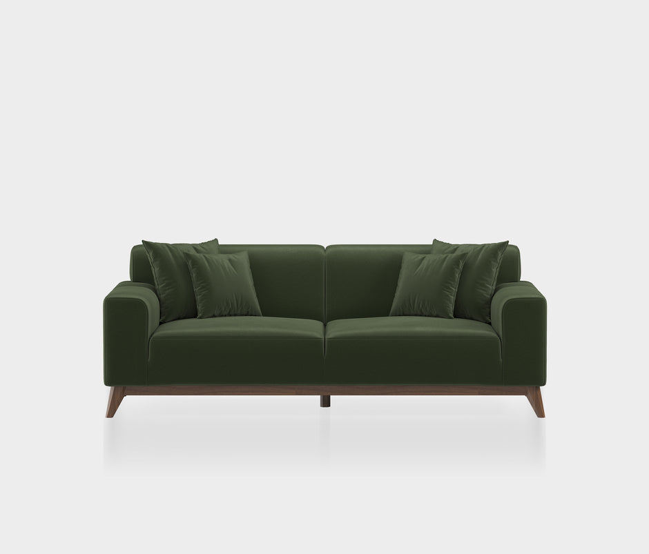 Netha 2-zitsbank Mohair Look Donkergroen