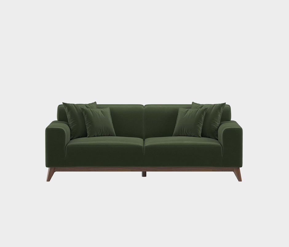 Netha 2-zitsbank Mohair Look Donkergroen