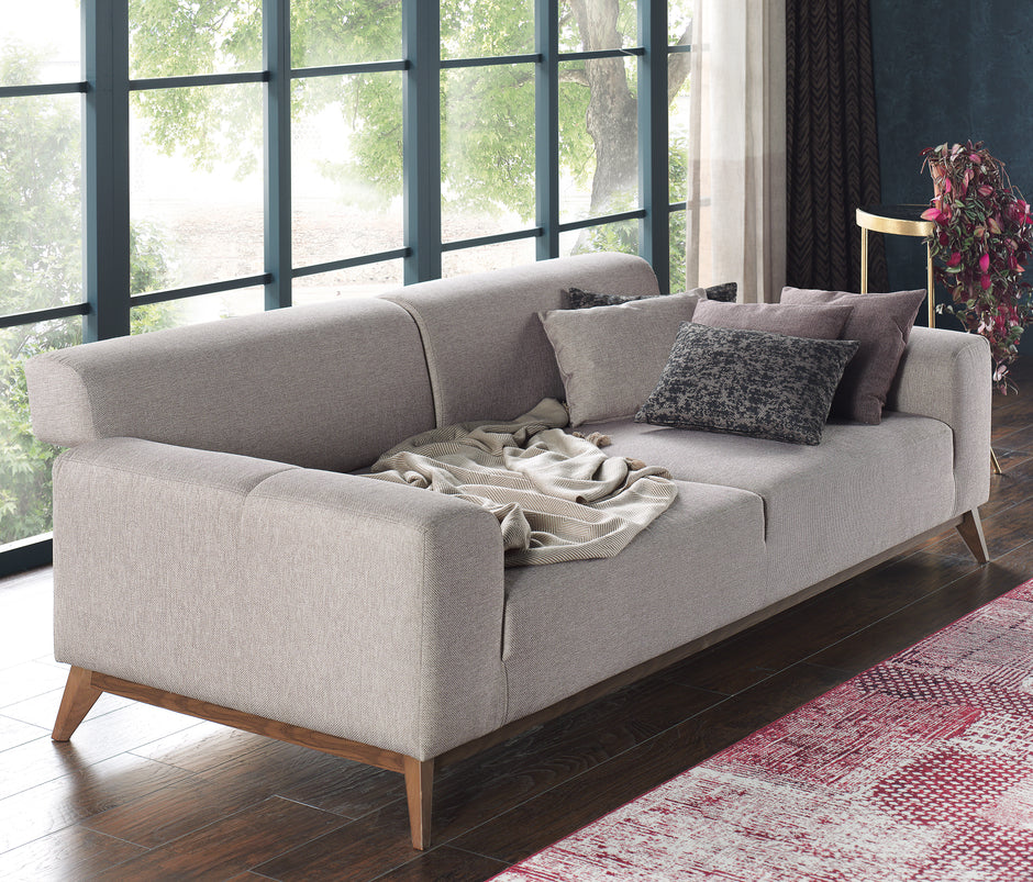 Netha 3-zitsbank met Slaapfunctie Mohair Look Taupe