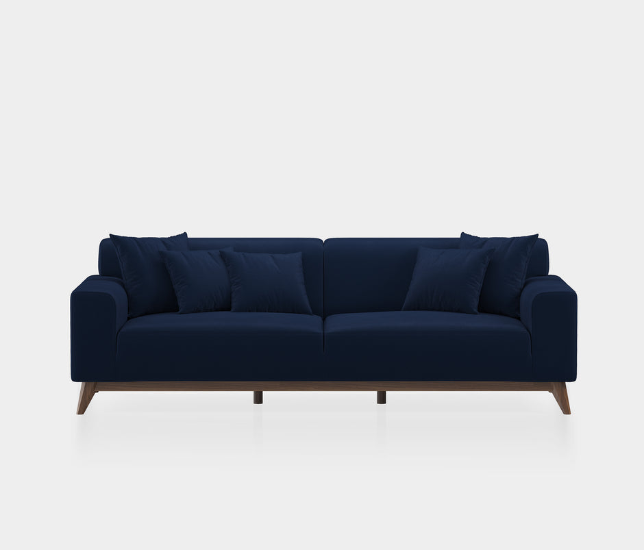Netha 3-zitsbank met Slaapfunctie Mohair Look Marineblauw