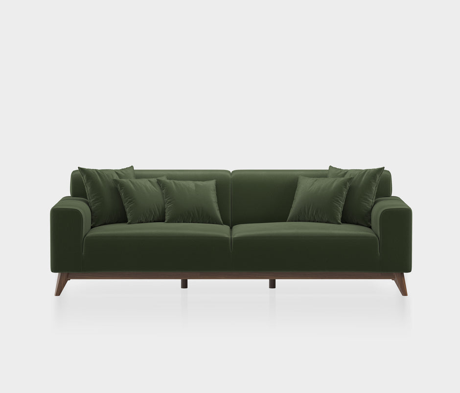 Netha 3-zitsbank met Slaapfunctie Mohair Look Donkergroen
