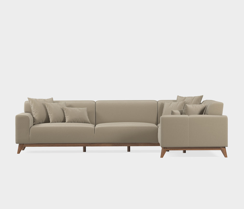 Netha Hoekbank met Slaapfunctie Rechts Mohair Look Cappuccino