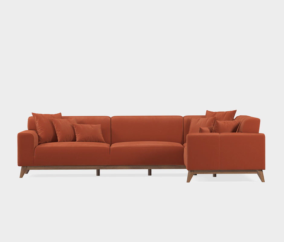 Netha Hoekbank met Slaapfunctie Rechts Mohair Look Oranje