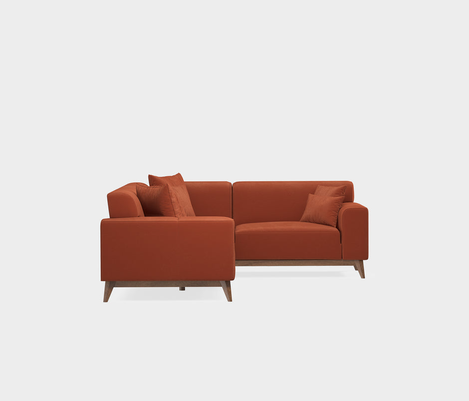 Netha Hoekbank met Slaapfunctie Rechts Mohair Look Oranje