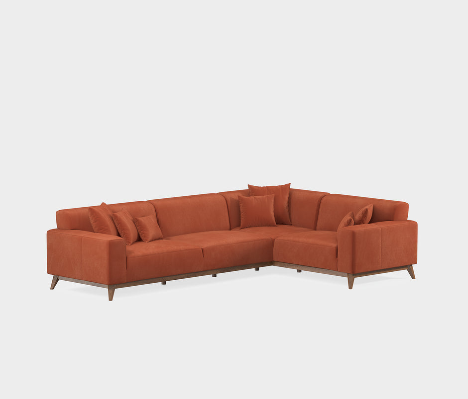 Netha Hoekbank met Slaapfunctie Rechts Mohair Look Oranje