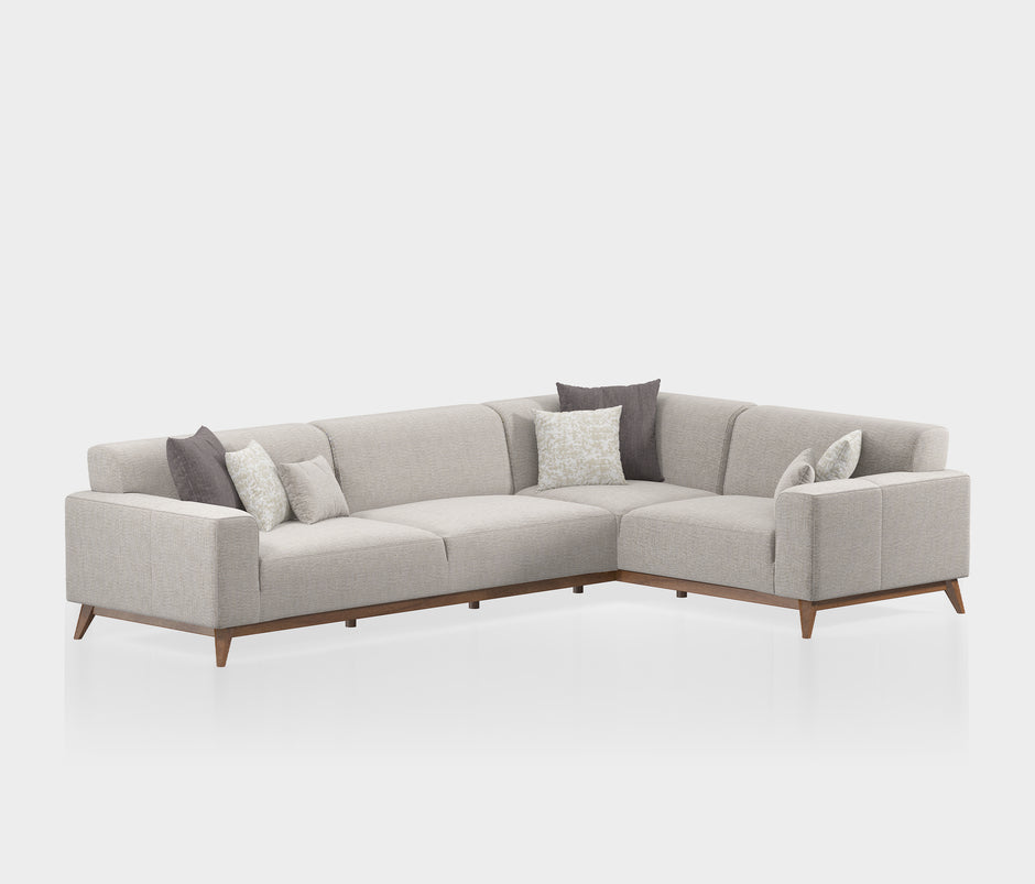 Netha Hoekbank met Slaapfunctie Rechts Linnen Look Creme