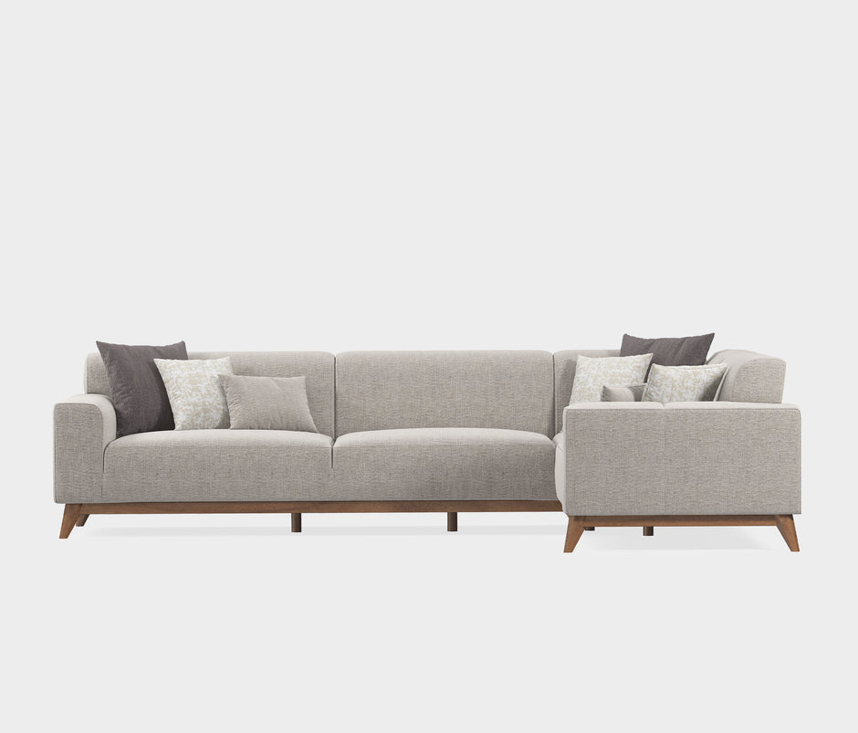 Netha Hoekbank met Slaapfunctie Rechts Linnen Look Creme
