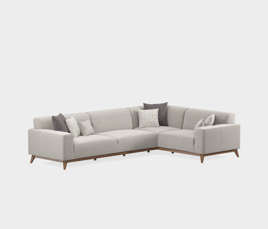 Netha Hoekbank met Slaapfunctie Rechts Linnen Look Creme