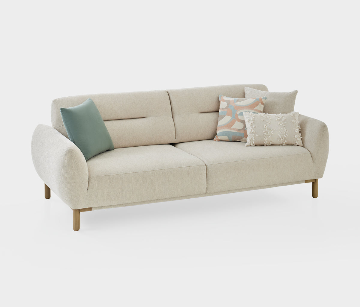 Perge 3-zitsbank met Slaapfunctie Chenille Creme - foto 10