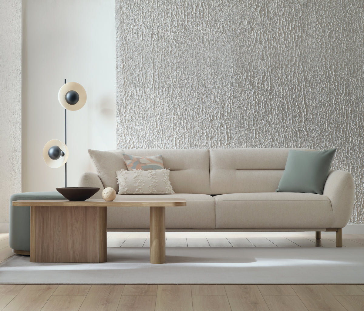 Perge 3-zitsbank met Slaapfunctie Chenille Creme - foto 2