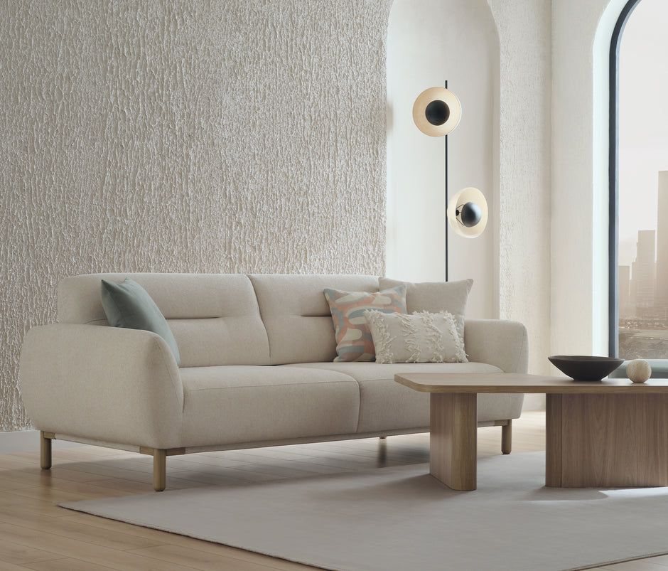 Perge 3-zitsbank met Slaapfunctie Chenille Creme