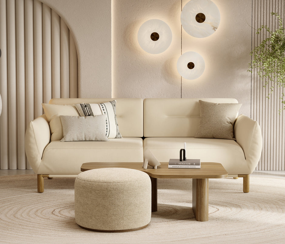 Perge 3-zitsbank met Slaapfunctie Fluweel Creme