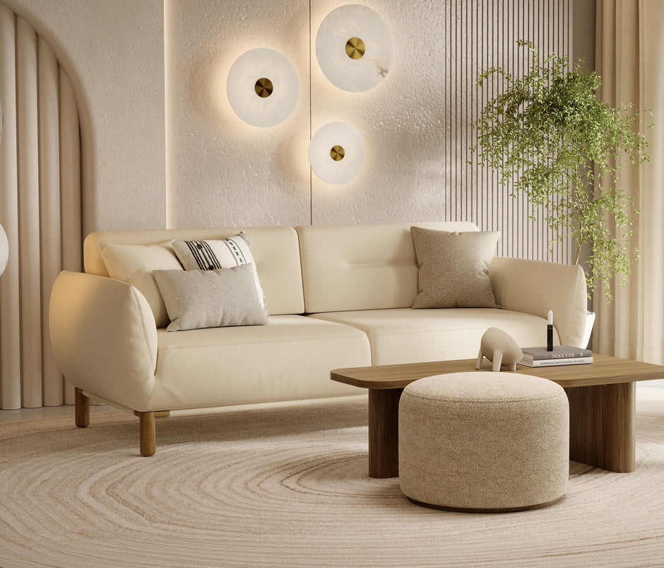 Perge 3-zitsbank met Slaapfunctie Fluweel Creme