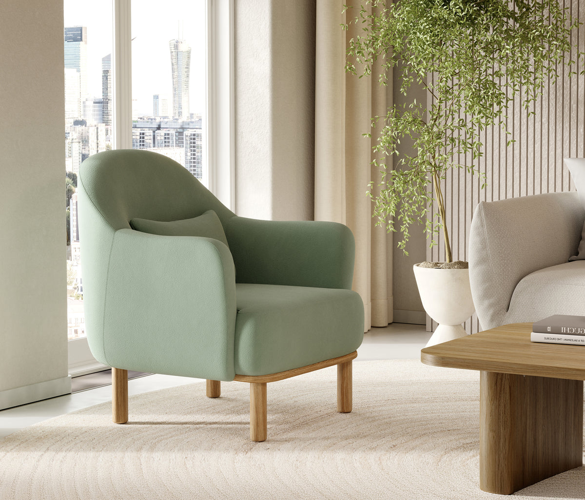 Perge Fauteuil Chenille Groen - foto 2