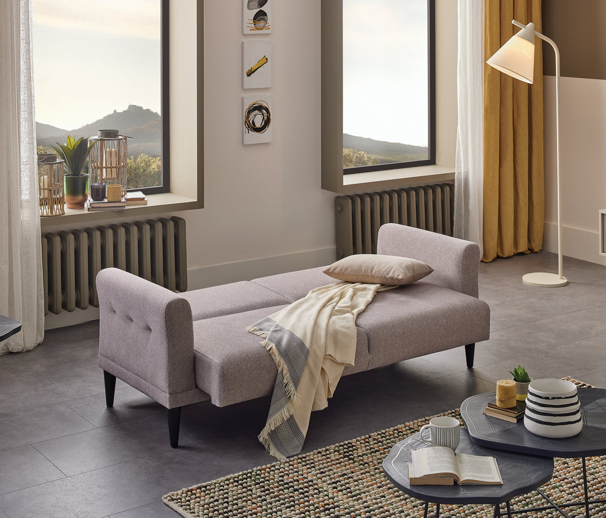 Loreto Plus 2-zitsbank met Slaapfunctie Linnen Look Zand - foto 3