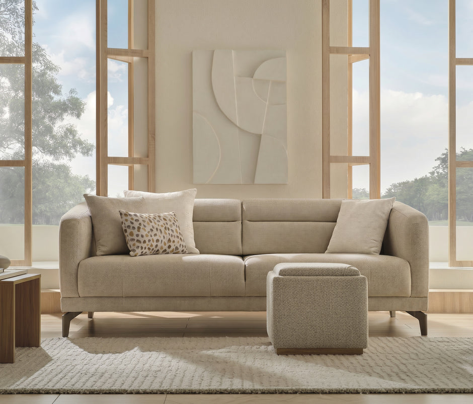 Marsana 3-zitsbank met Slaapfunctie Linnen Look Beige