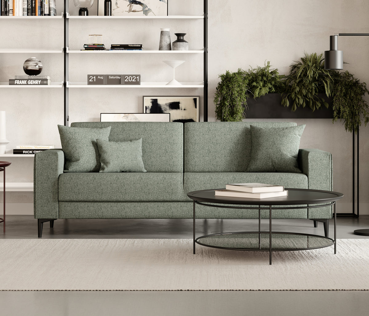 Briza Plus 3-zitsbank met Slaapfunctie Fluweel Amandelgroen - foto 2
