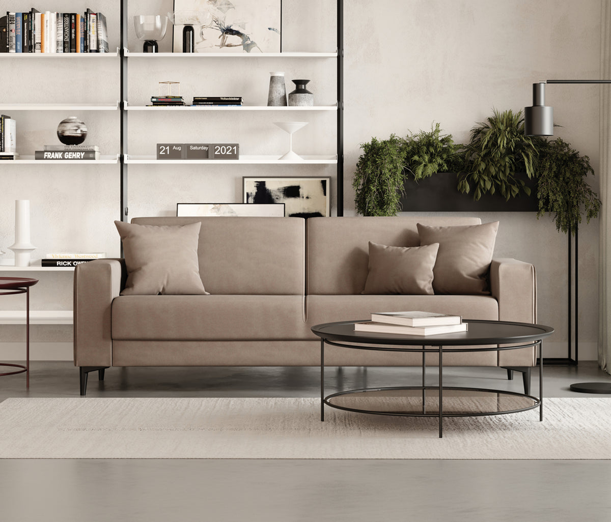Briza Plus 3-zitsbank met Slaapfunctie Fluweel Taupe - foto 2