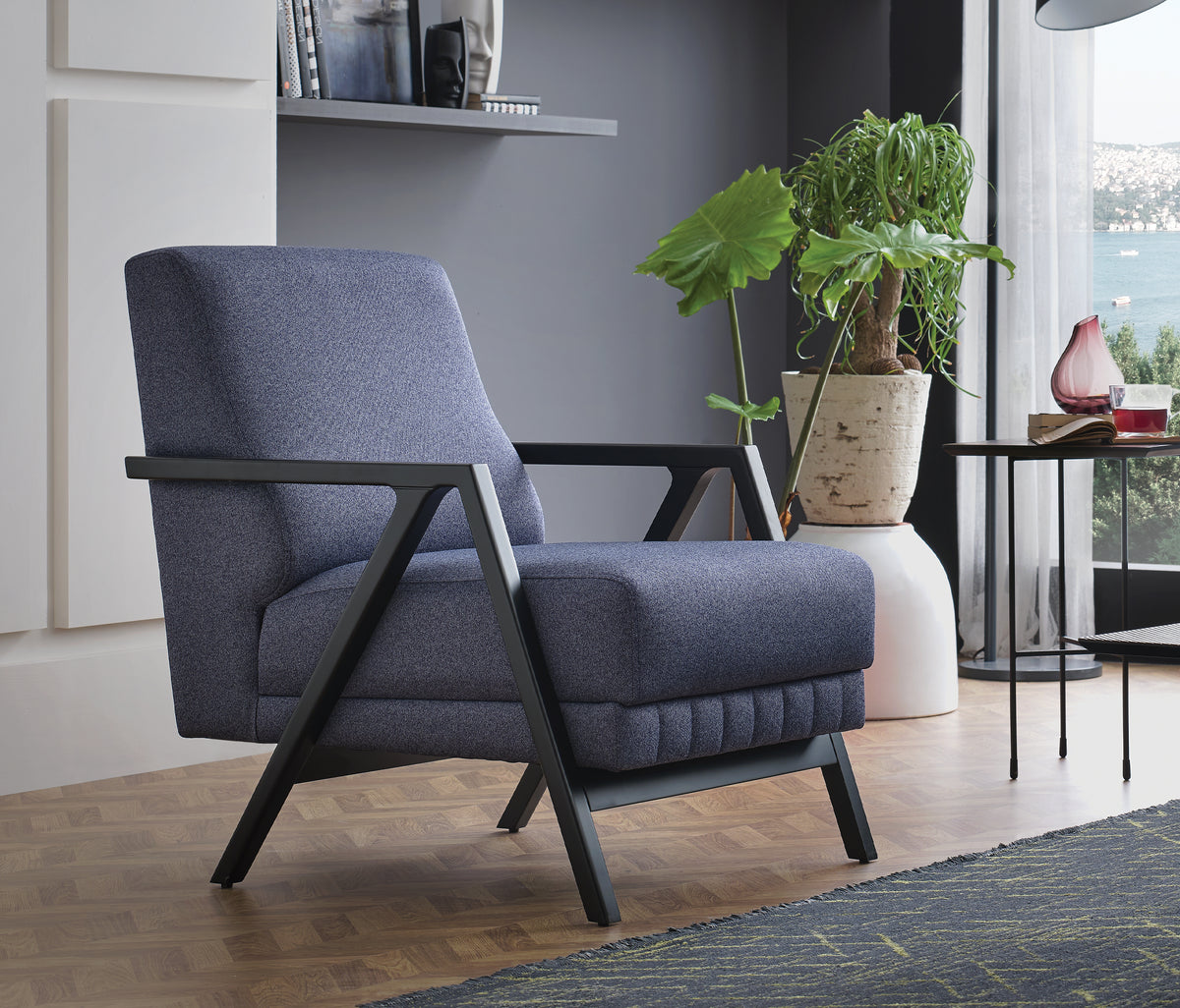 Pavia Fauteuil Fluweel Marineblauw - foto 2