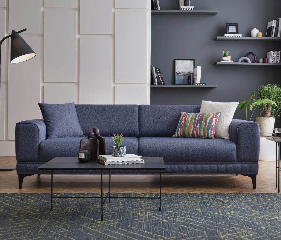 Pavia 3-zitsbank met Slaapfunctie Fluweel Marineblauw