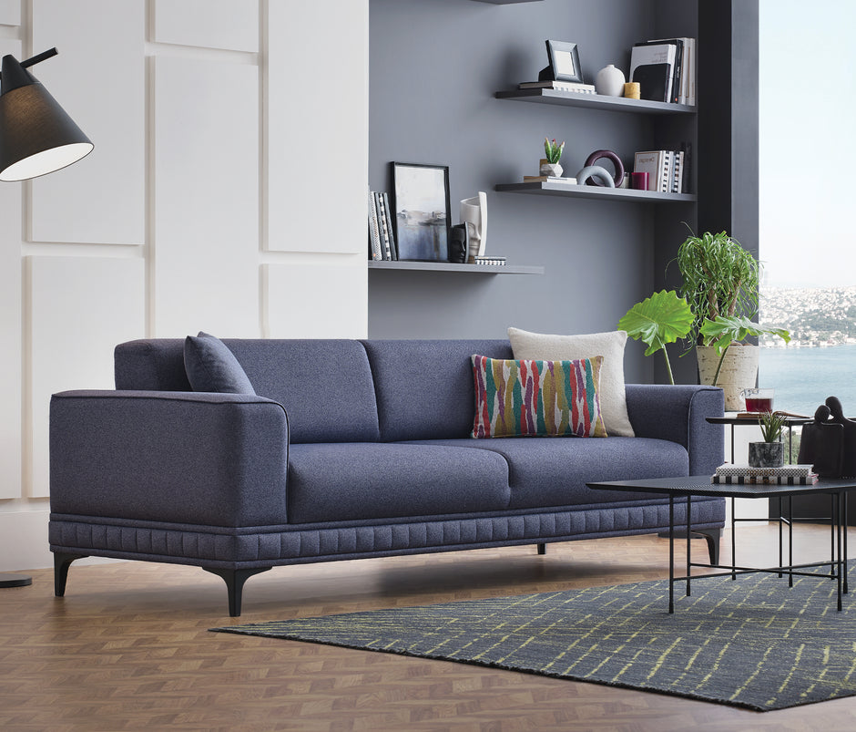 Pavia 3-zitsbank met Slaapfunctie Fluweel Marineblauw