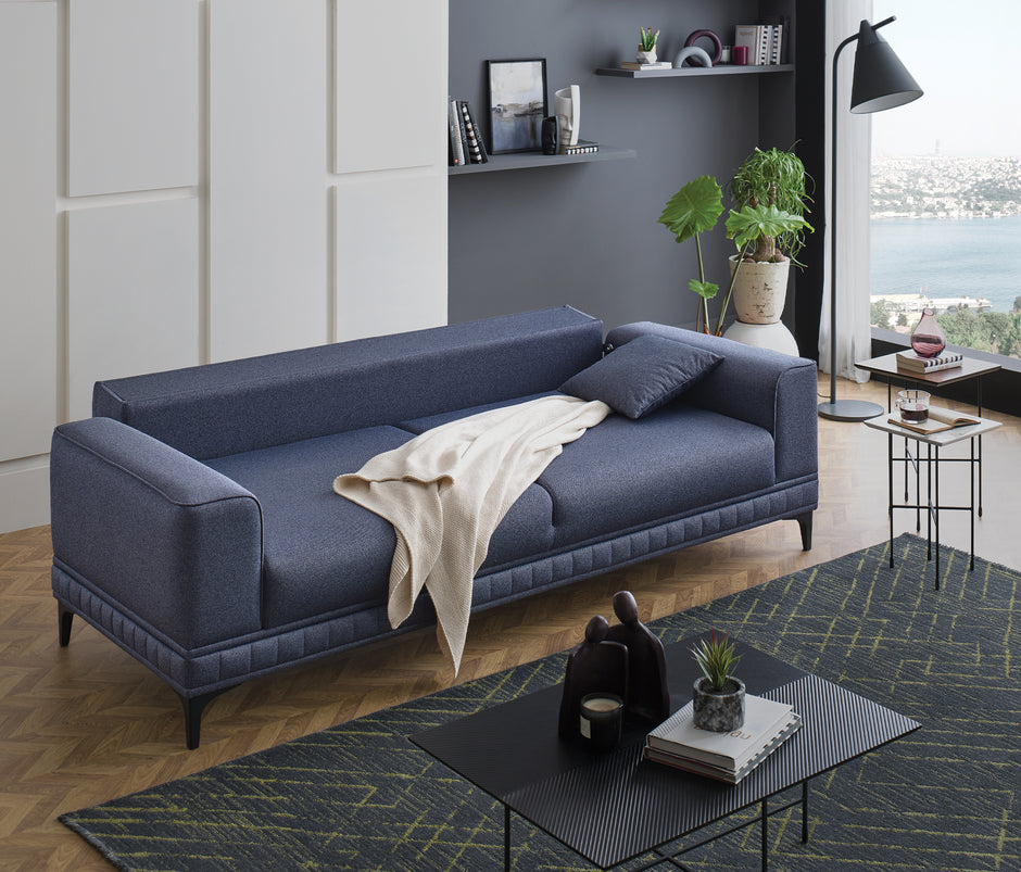 Pavia 3-zitsbank met Slaapfunctie Fluweel Marineblauw