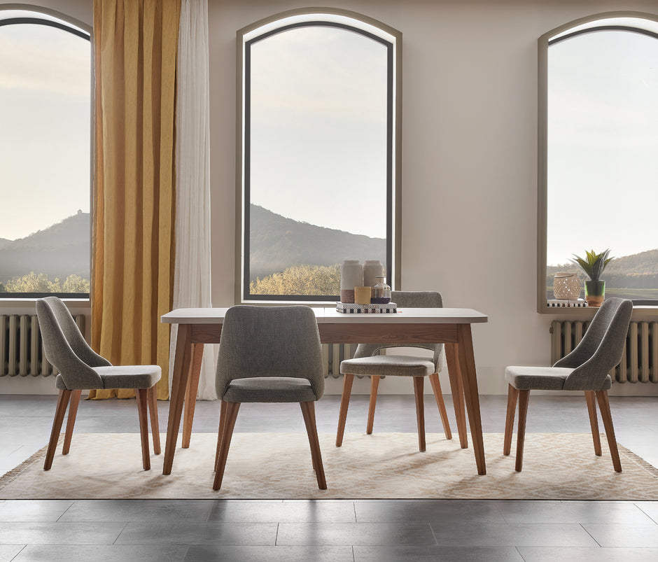 Loreto Uitschuifbare Eettafel met Houten Poten