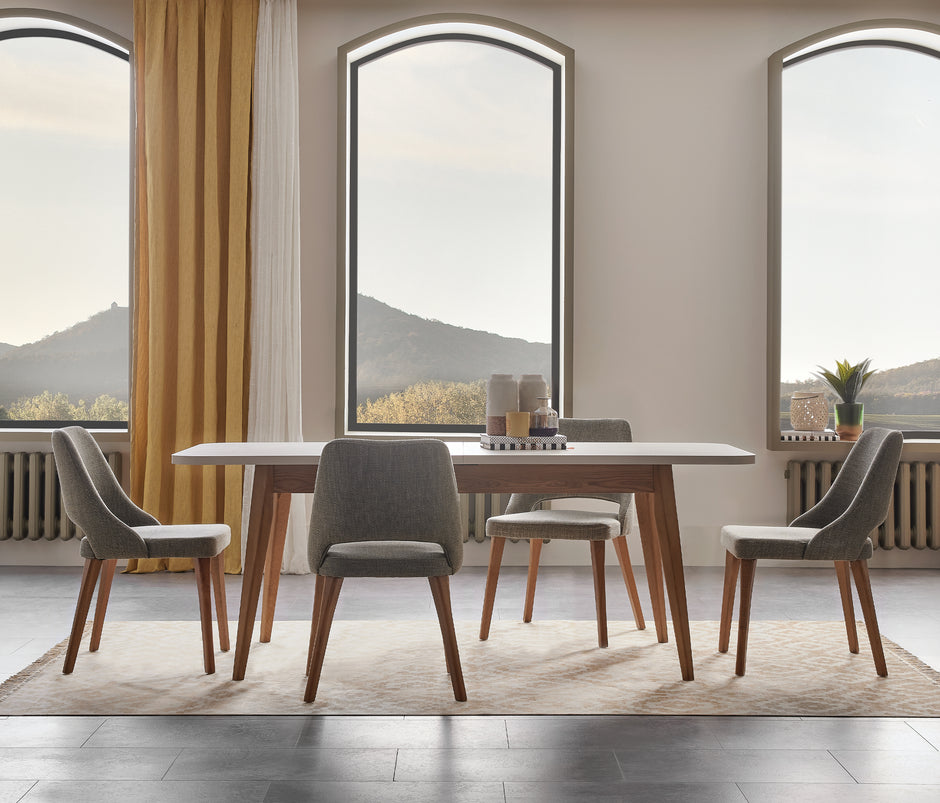 Loreto Uitschuifbare Eettafel met Houten Poten