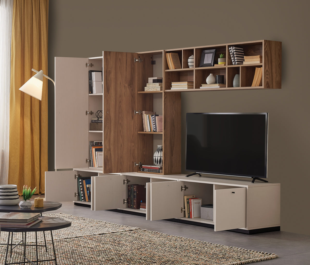 Loreto TV-meubel Zijmodule met Deuren Noten - foto 3