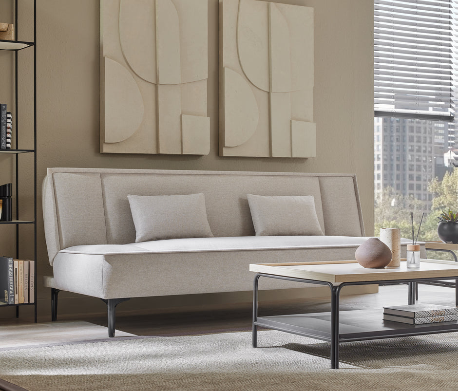 Passa 3-zitsbank met Slaapfunctie Linnen Look Creme