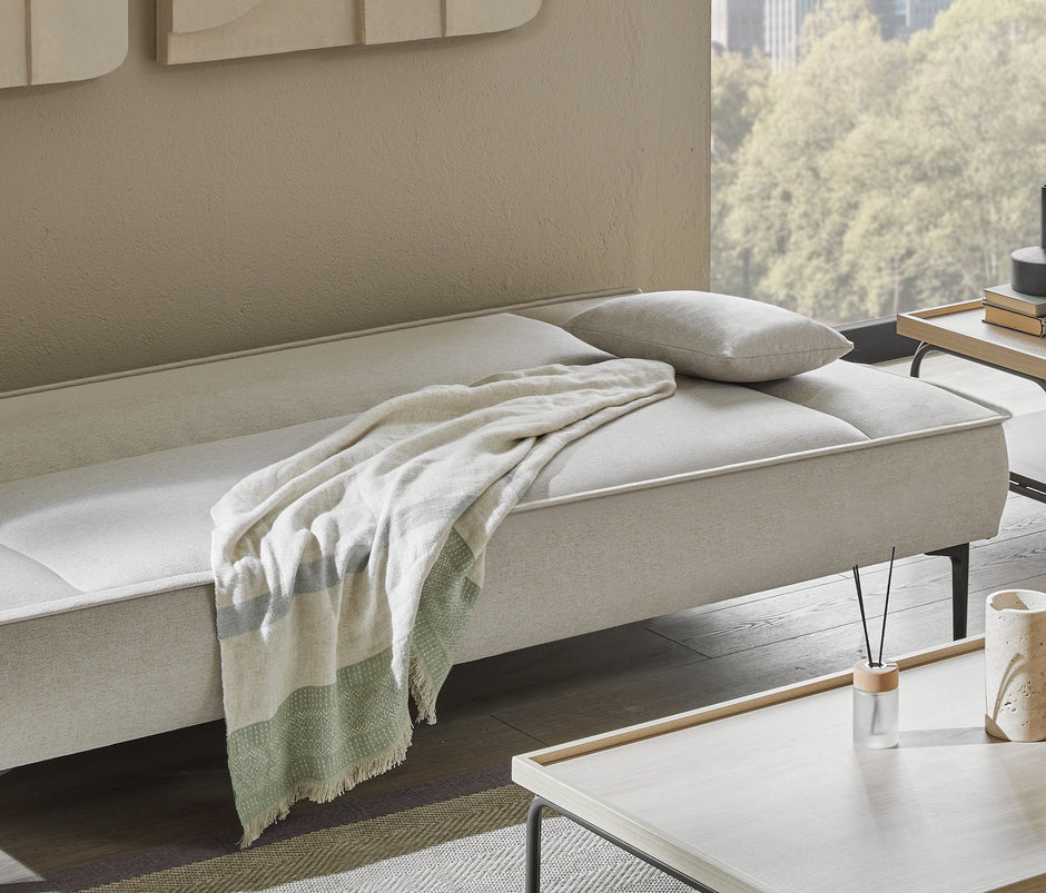 Passa 3-zitsbank met Slaapfunctie Linnen Look Creme