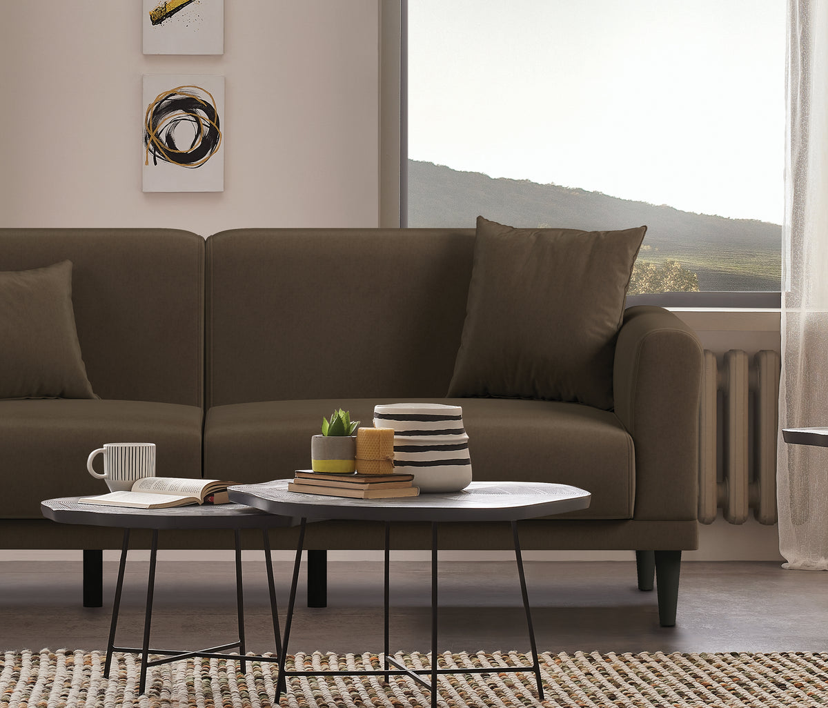 Loreto Plus 3-zitsbank met Slaapfunctie Fluweel Bruin - foto 3