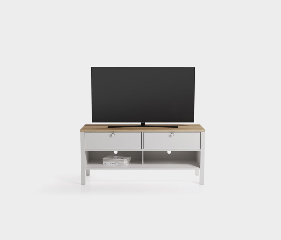 Marsell TV-meubel MDF Wit-Eiken 130x58x49 cm