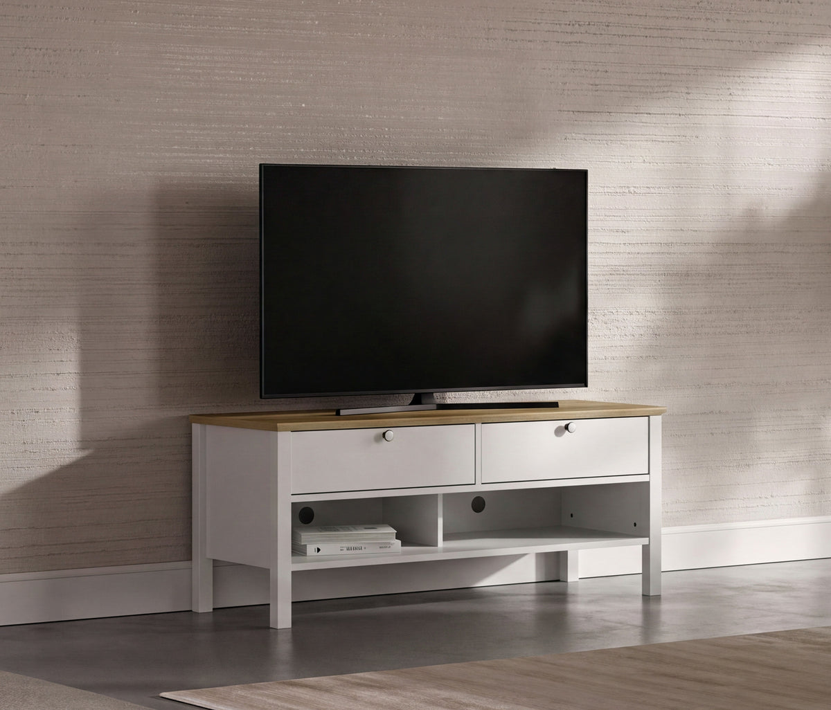 Marsell TV-meubel MDF Wit-Eiken 130x58x49 cm - foto 2