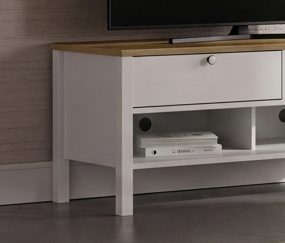 Marsell TV-meubel MDF Wit-Eiken 130x58x49 cm