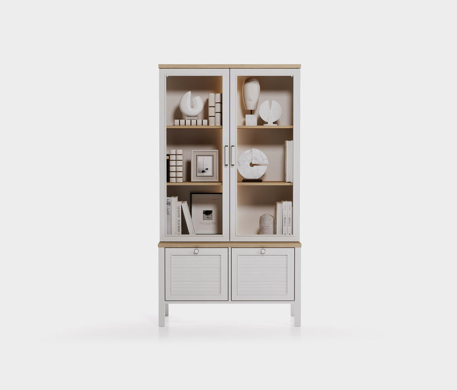 Marsell Boekenkast met Glazen Deuren MDF