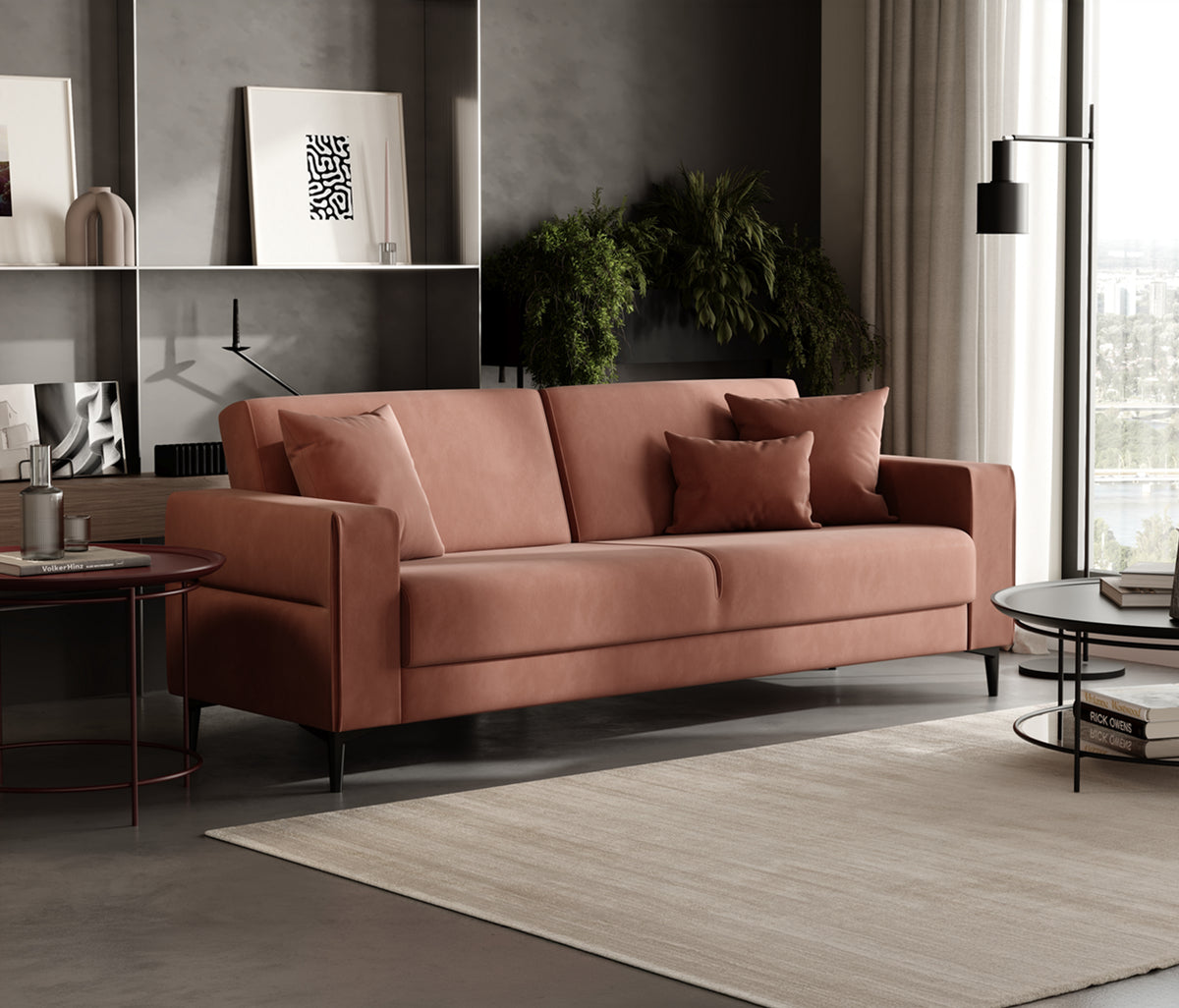 Briza Plus 3-zitsbank met Slaapfunctie Fluweel Terracotta - foto 4