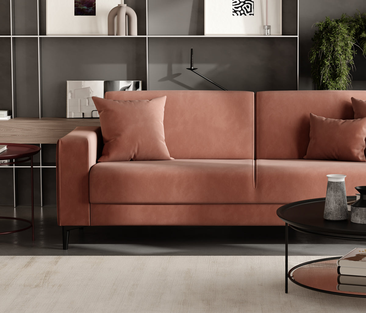 Briza Plus 3-zitsbank met Slaapfunctie Fluweel Terracotta - foto 5