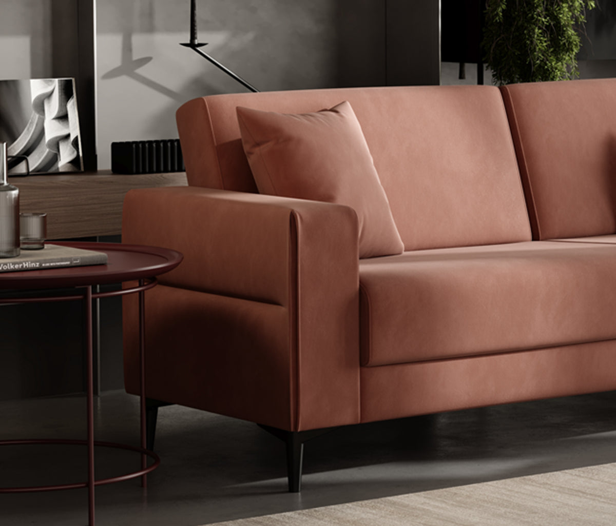 Briza Plus 3-zitsbank met Slaapfunctie Fluweel Terracotta - foto 6